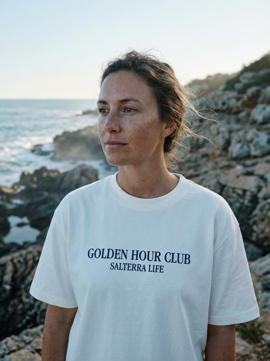 Golden Hour Club Tee – White / Ivory