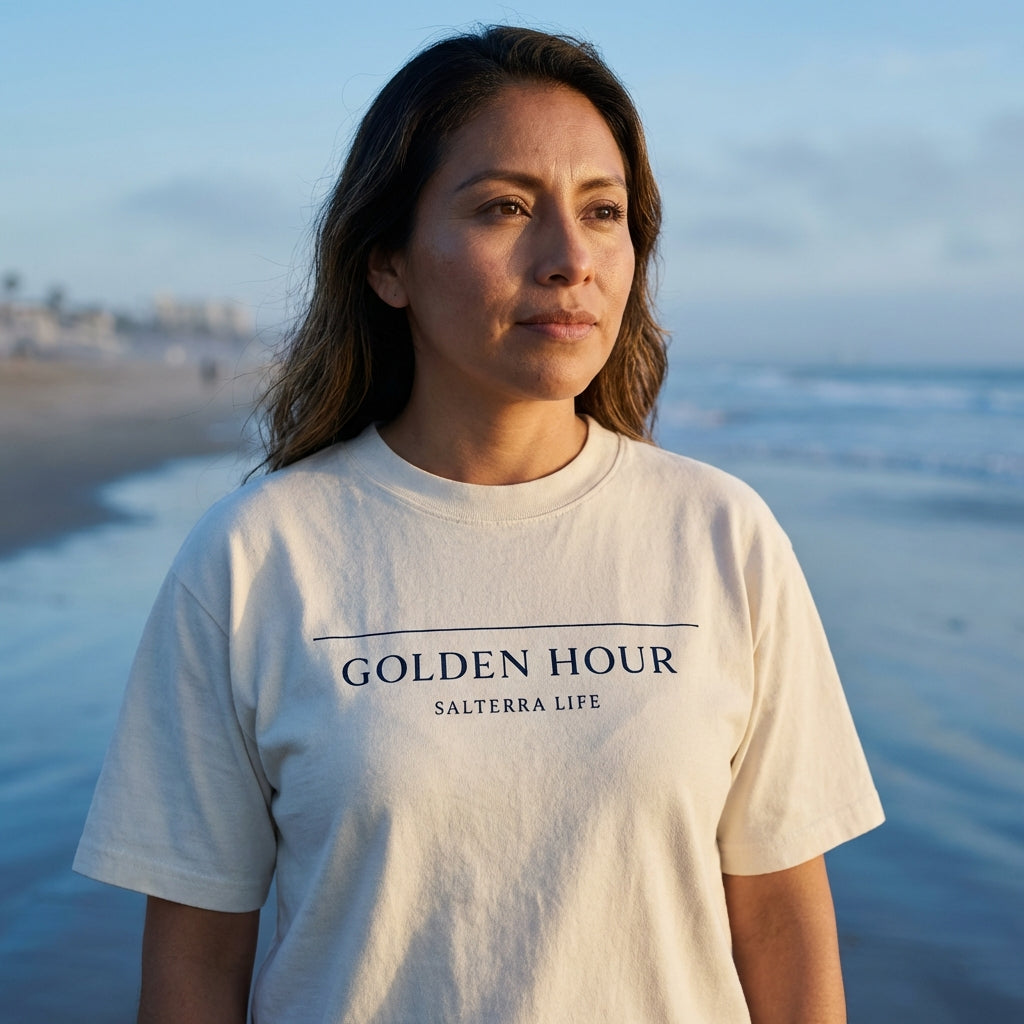 Golden Hour Horizon Tee – White / Ivory